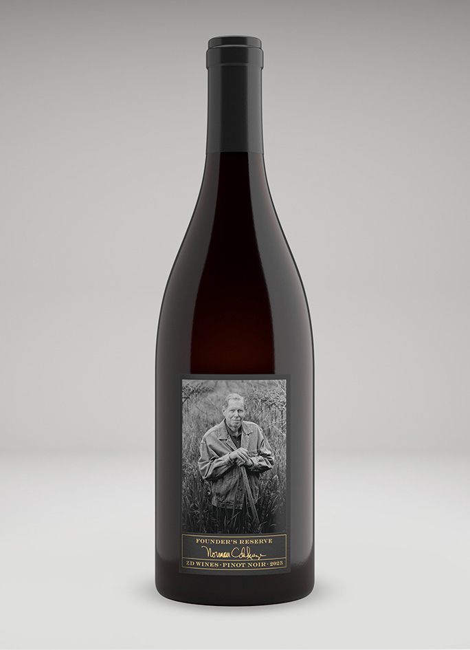 A bottle of 2023 Founder's Reserve Pinot Noir, Carneros