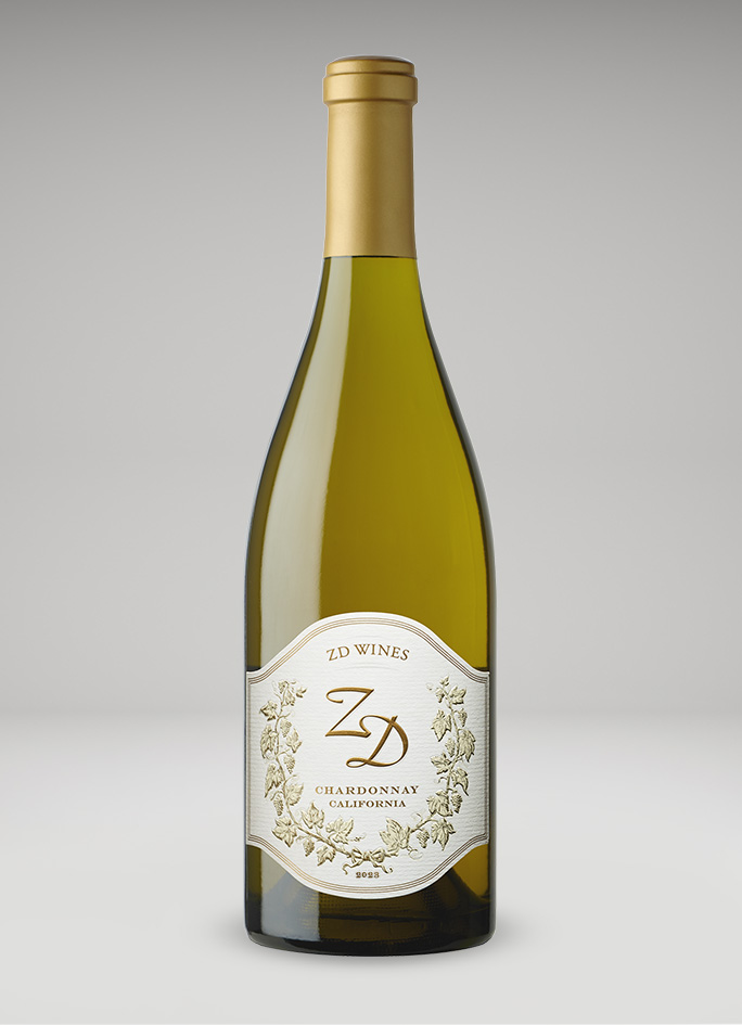 A bottle of 2023 ZD Chardonnay, CA