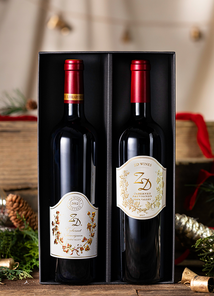 One bottle each of ZD's library Cabernet Sauvignon, Napa Valley, from the 2012 and 2017 vintages